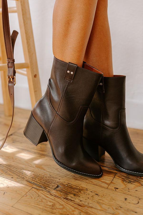 The Juniper Faux Leather Boot in Dark Chestnut Product Image