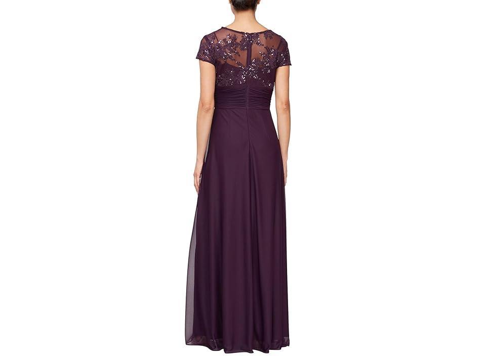 Alex Evenings Long Embroidered A-Line Dress (Eggplant) Women's Dress Product Image