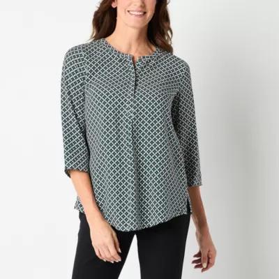 Liz Claiborne Womens Crew Neck 3/4 Sleeve Tunic Top Product Image