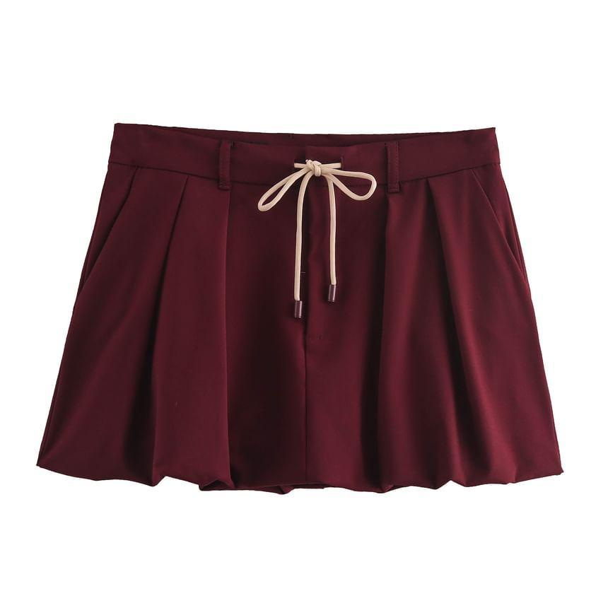 Drawstring Waist Mini A-Line Skirt Product Image