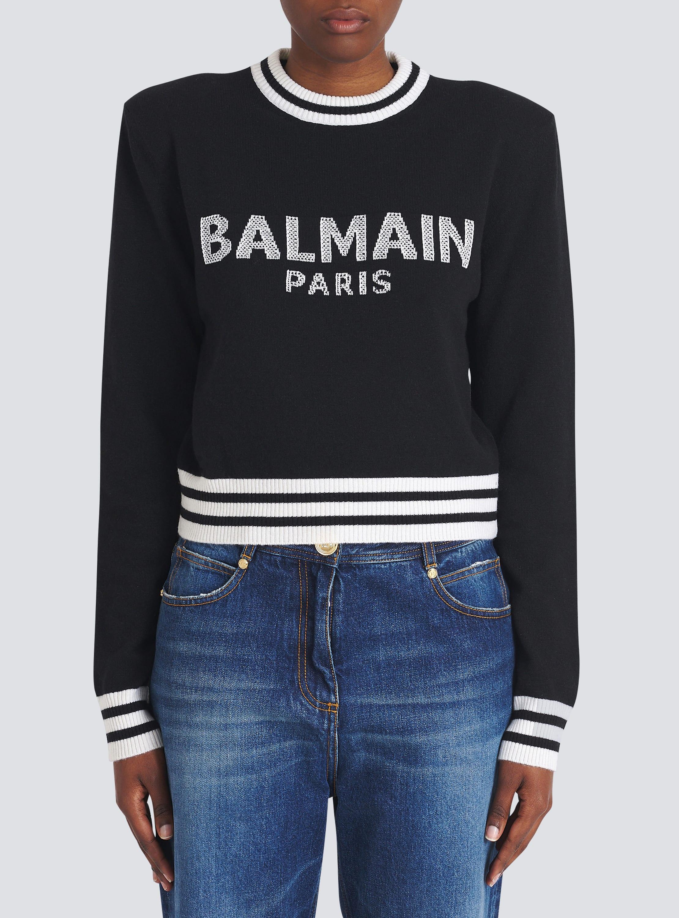 Cropped wool sweatshirt with Balmain logo Product Image