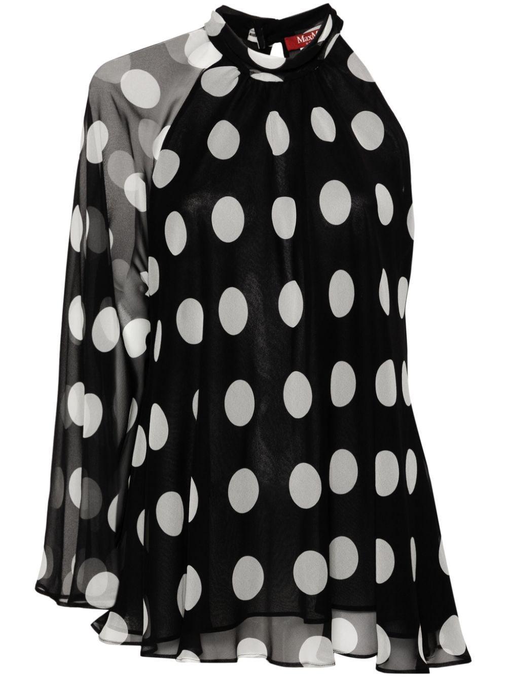 Carella Polka-dot Silk Blouse In Black Product Image