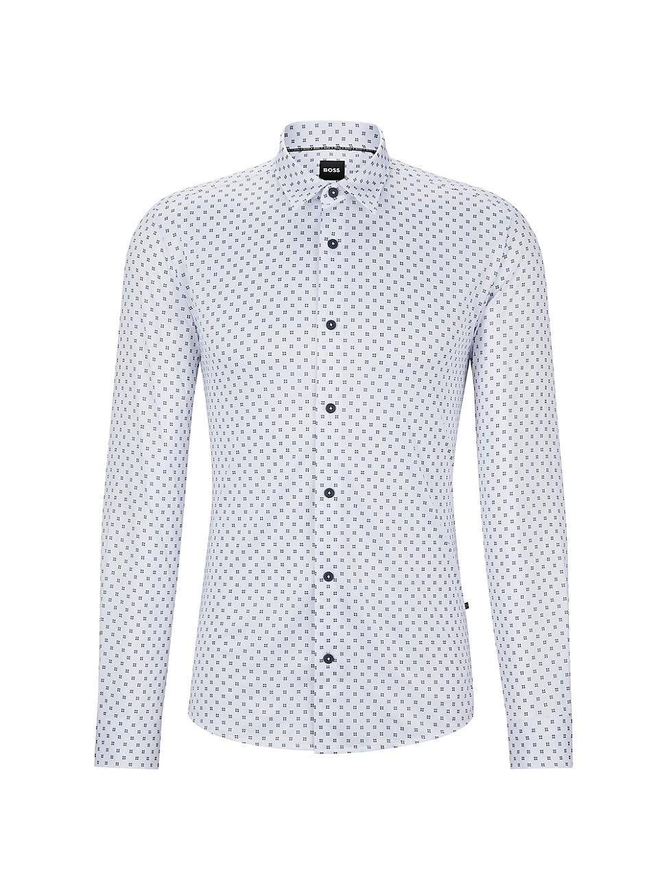 Mens Slim-Fit Shirt In Printed Performance-Stretch Fabric product image