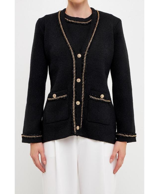 Womens Chain Trim Cardigan Product Image