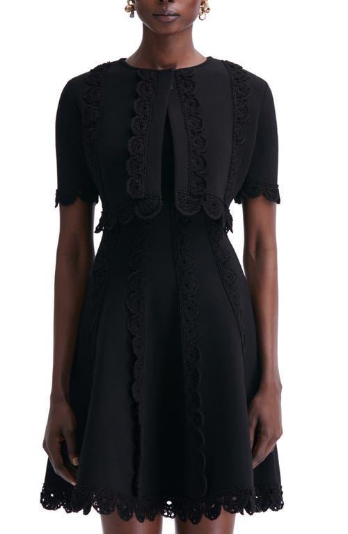 Oscar de la Renta Lace Scallop Detail Short Sleeve Jacket Product Image