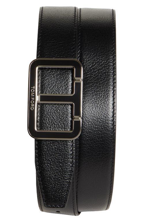 TOM FORD Scored Buckle Goatskin Leather Belt Product Image