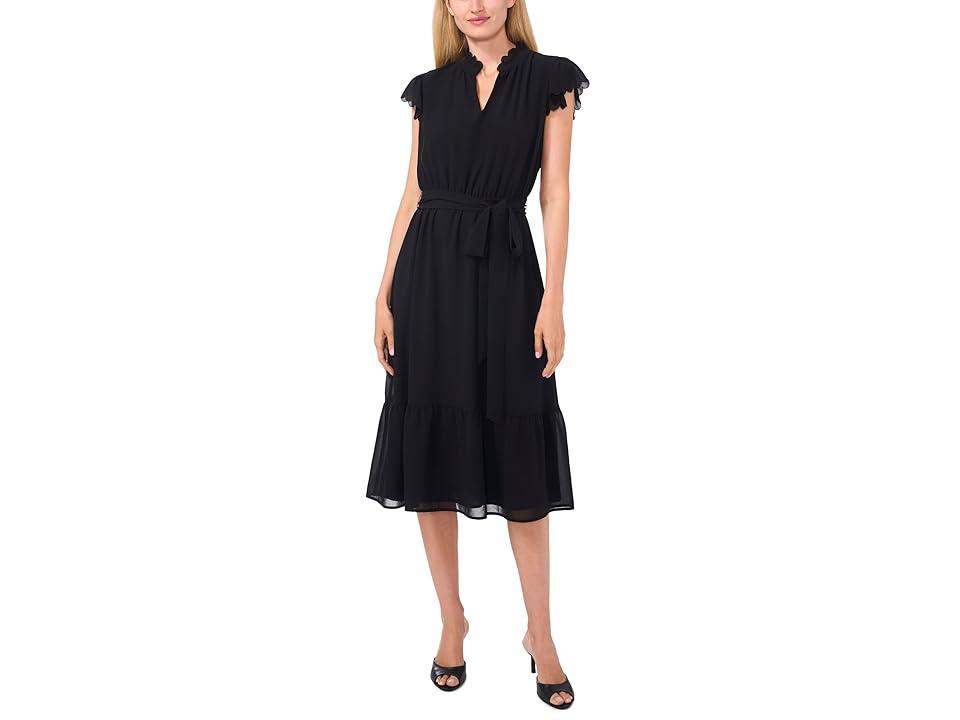 CeCe Double Ruffle Scalloped Sleeve Midi Dress (Rich ) Women's Dress Product Image