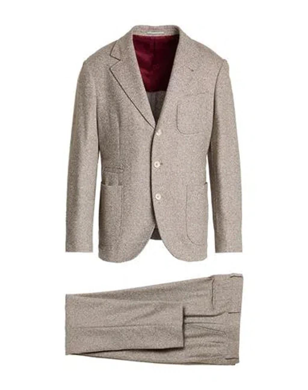 BRUNELLO CUCINELLI Man Suit Taupe Size 44 Virgin Wool, Cashmere In Grey Product Image