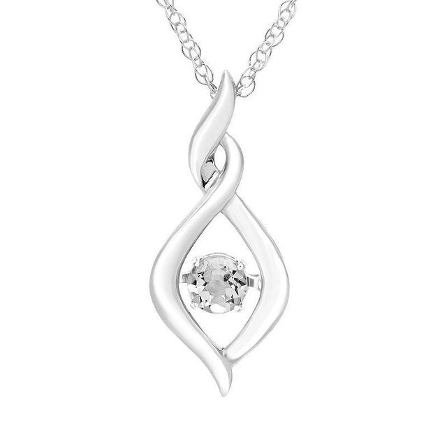 Boston Bay Diamonds Brilliance in Motion Sterling Silver Lab-Created White Sapphire Dancing Gemstone Twisted Infinity Pendant, Womens Product Image