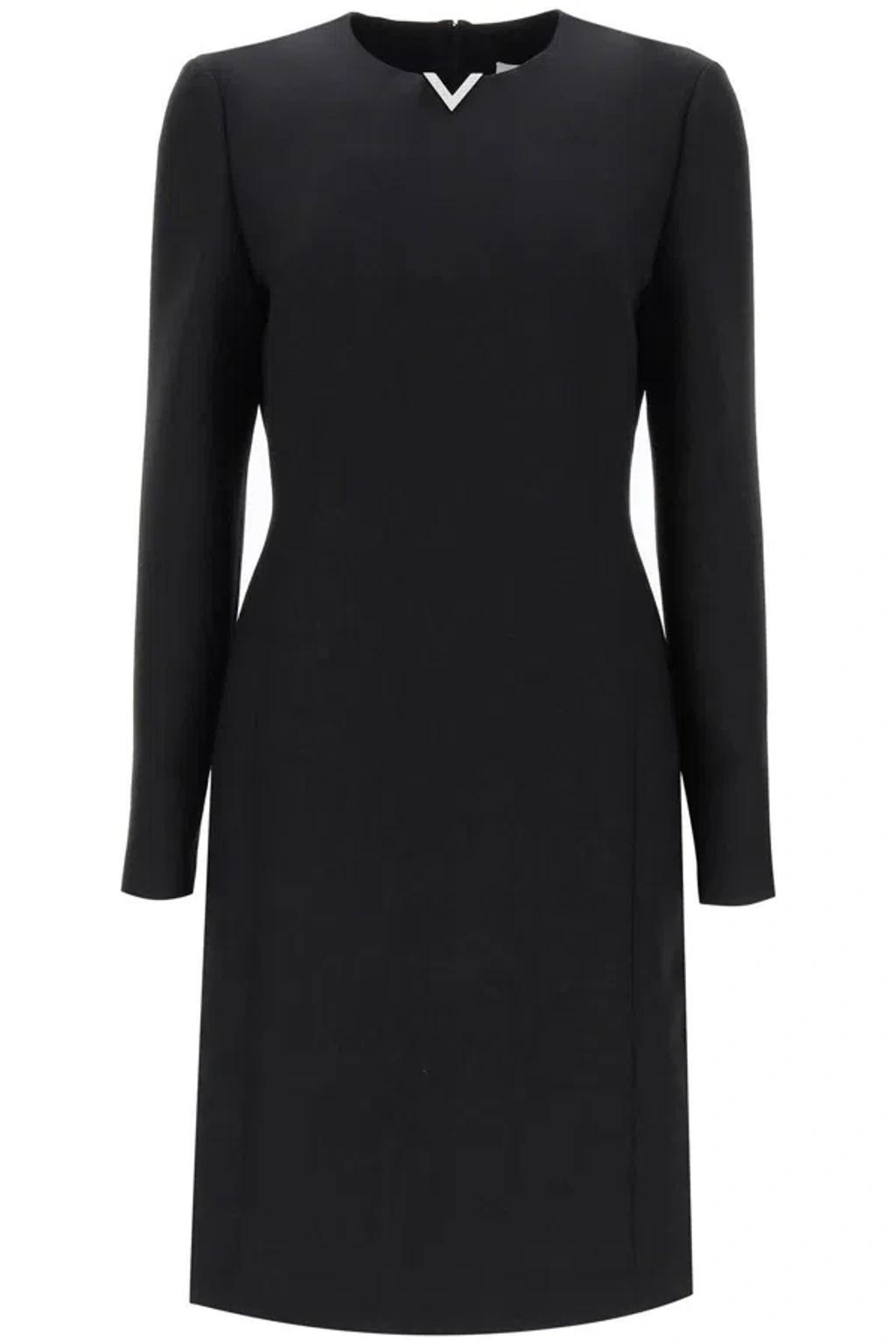 VALENTINO Logo Plaque Long-sleeved Dress In Black Product Image