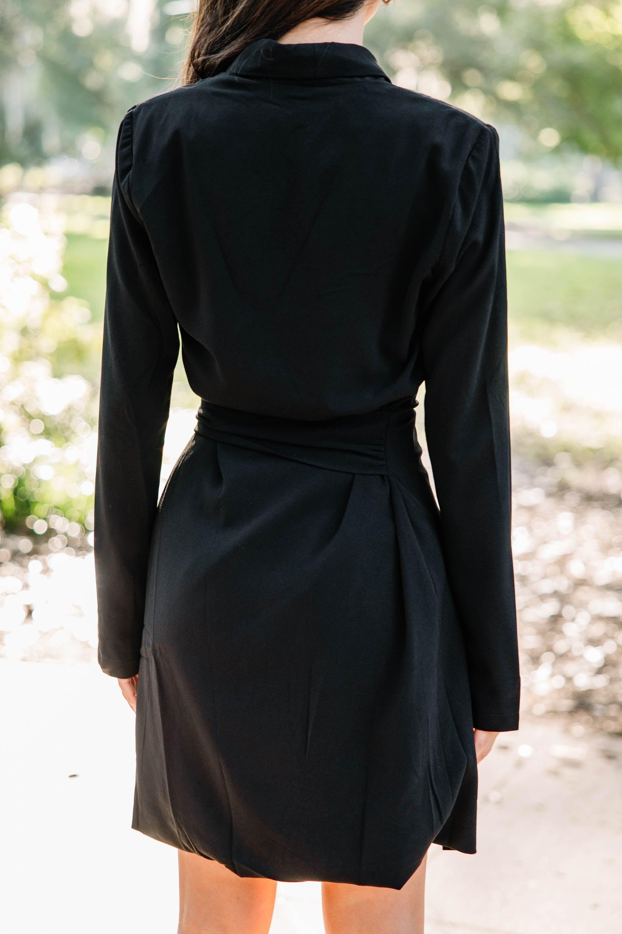 In The Know Black Collared Wrap Dress Female Product Image