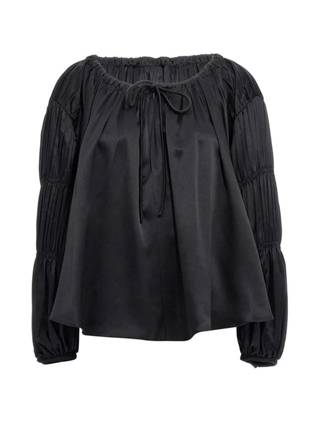 Leny Off-the-shoulder Silk Top In Black Product Image