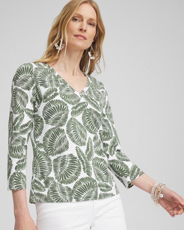 Women's Foliage Print 3/4 Sleeve Perfect Tee Product Image