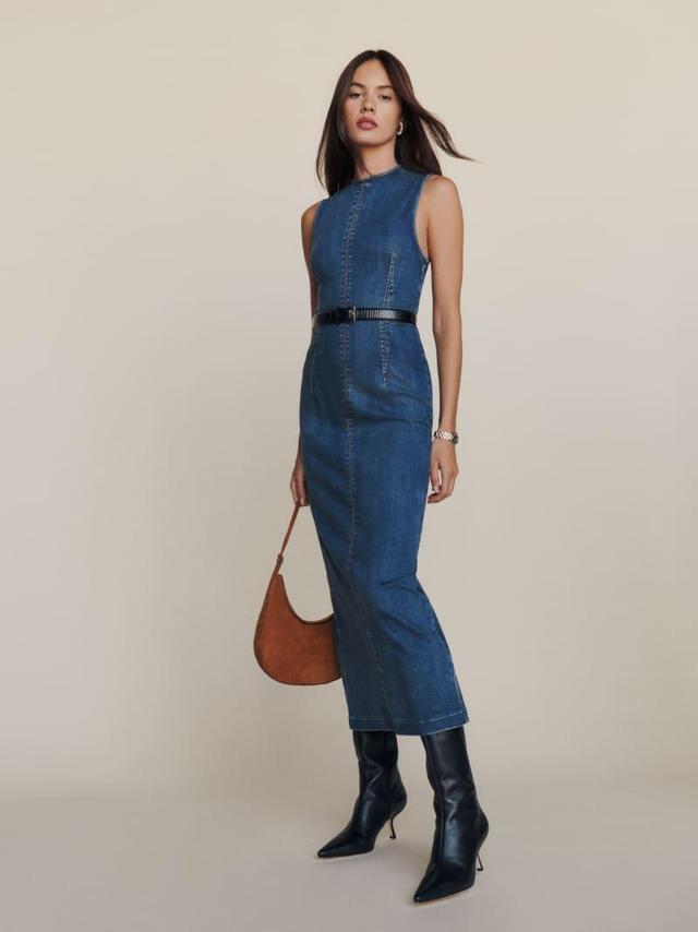 Petites Kendi Denim Midi Dress Product Image