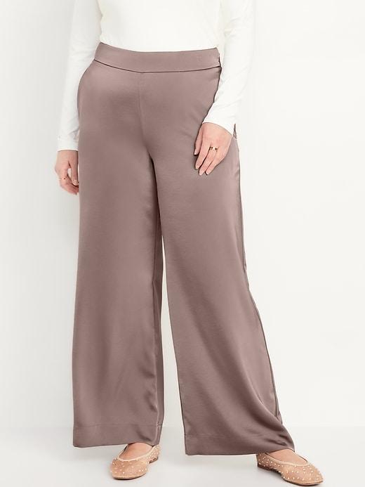 High-Waisted Satin Super Wide-Leg Pants Product Image