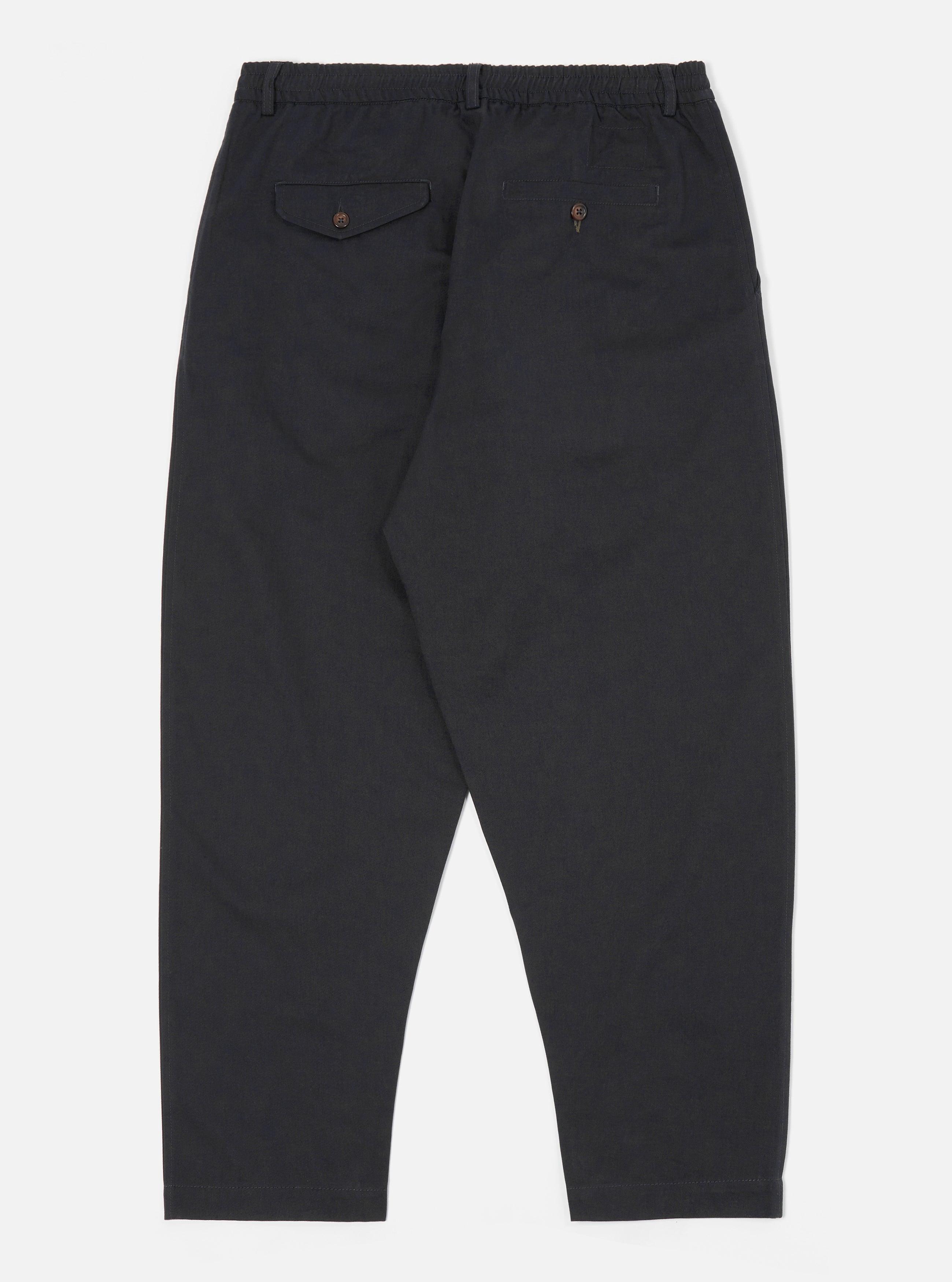 Universal Works Pleated Track Pant in Black Twill Product Image