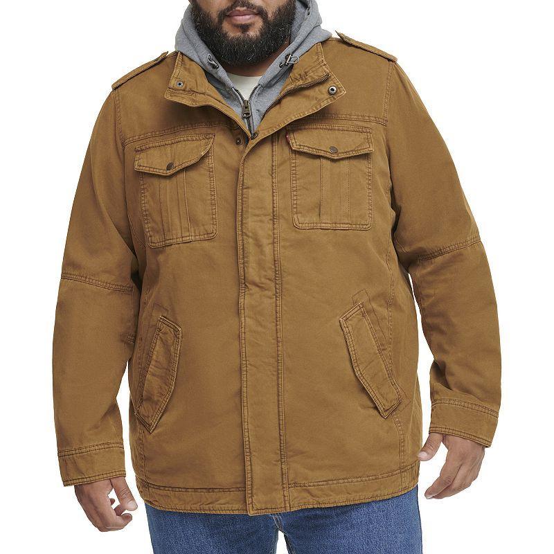 Big & Tall Levis Washed Cotton Sherpa-Lined Hooded Field Coat, Mens Product Image