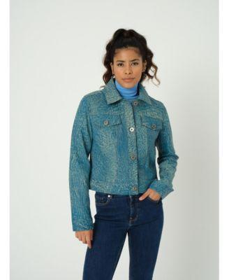 Women's Authentic Western Leather Jacket, Aging Turquoise Product Image