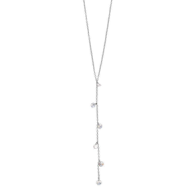 Sterling Silver Cubic Zirconia Shaky Y Necklace, Womens, White Product Image