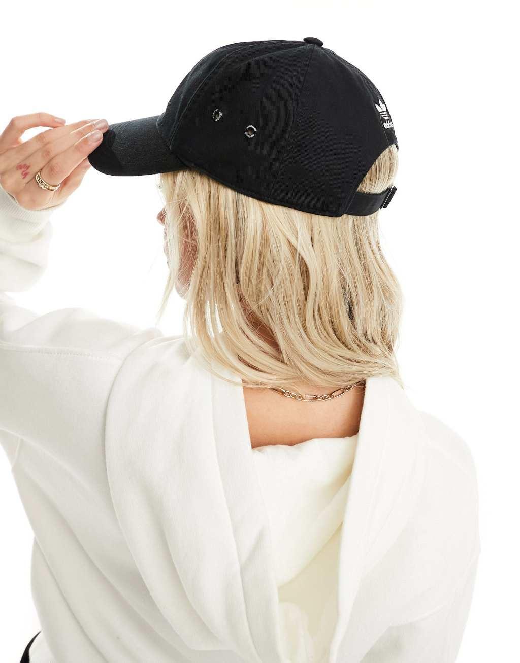 adidas Originals relaxed mini logo cap in black Product Image