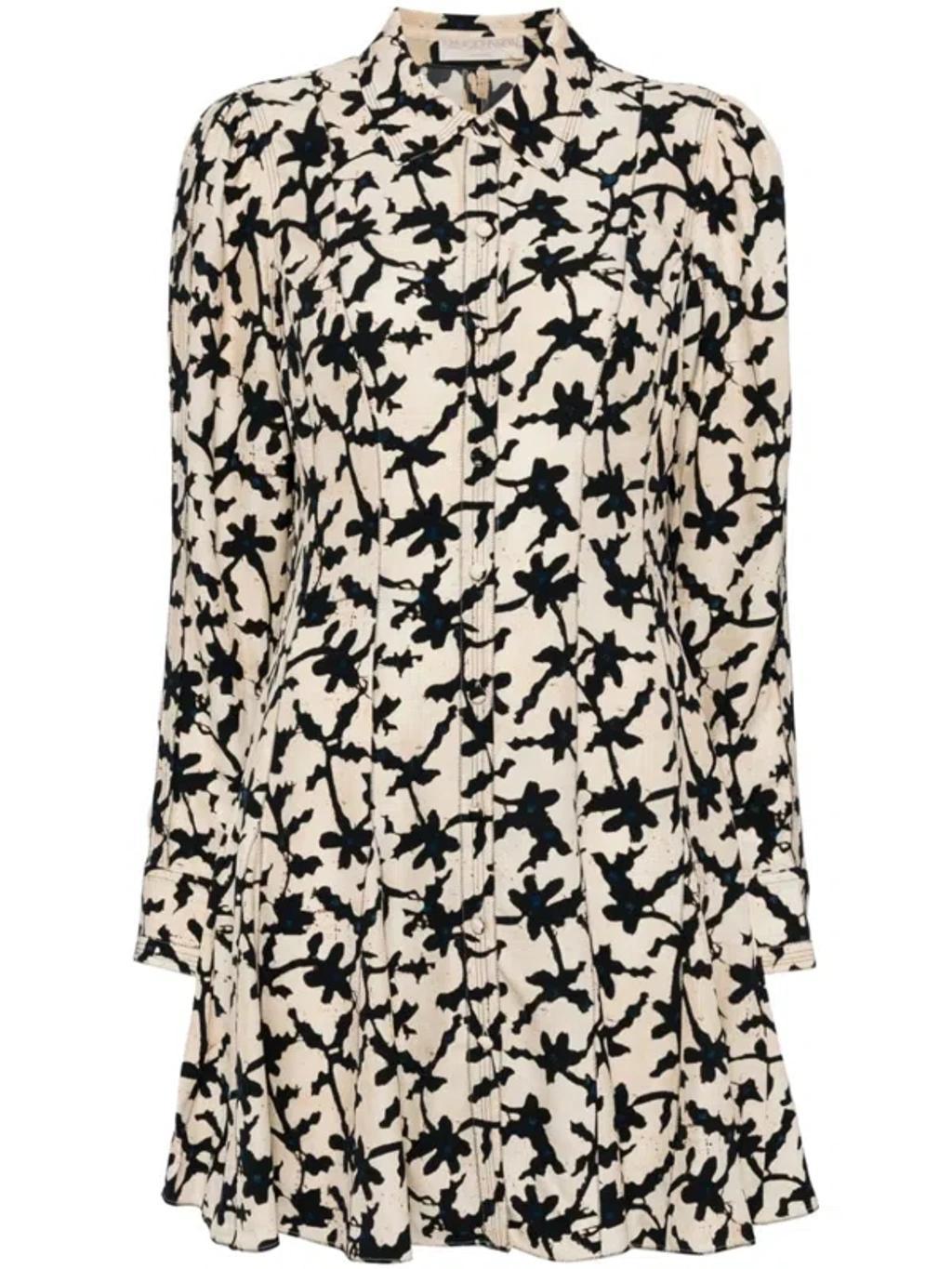 ULLA JOHNSON Roanne Tie-detailed Mini Shirt Dress In Neutrals Product Image