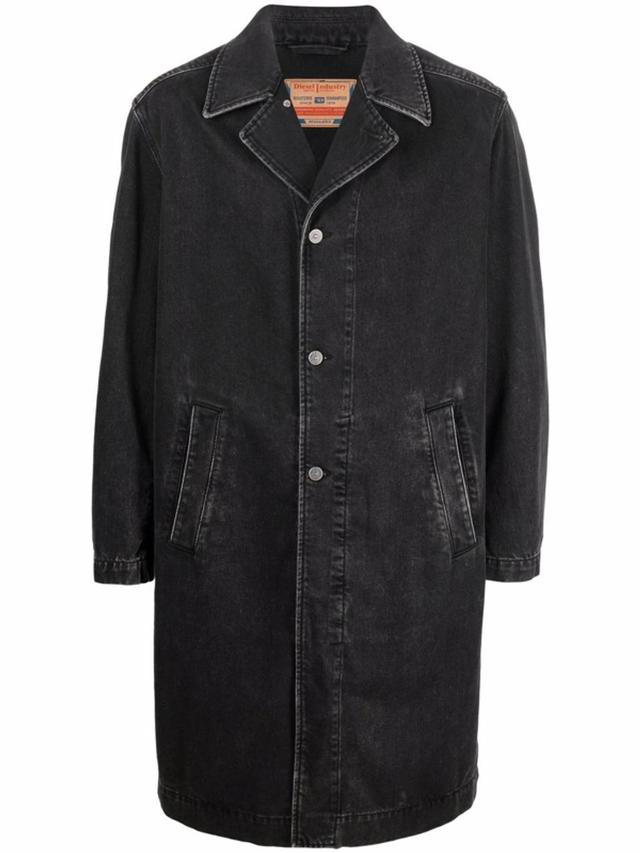 Oversized Denim Coat In Black Product Image