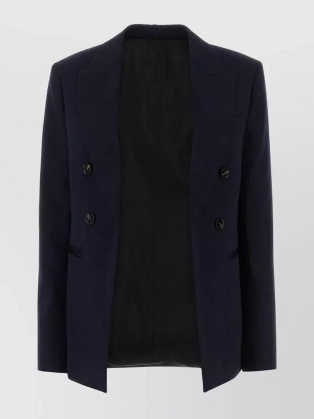 Sophisticated Double-breasted Wool Blazer In Black Product Image