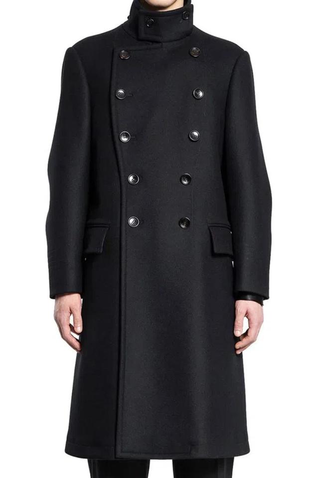 Wool Blend Melton Coat In Black Product Image