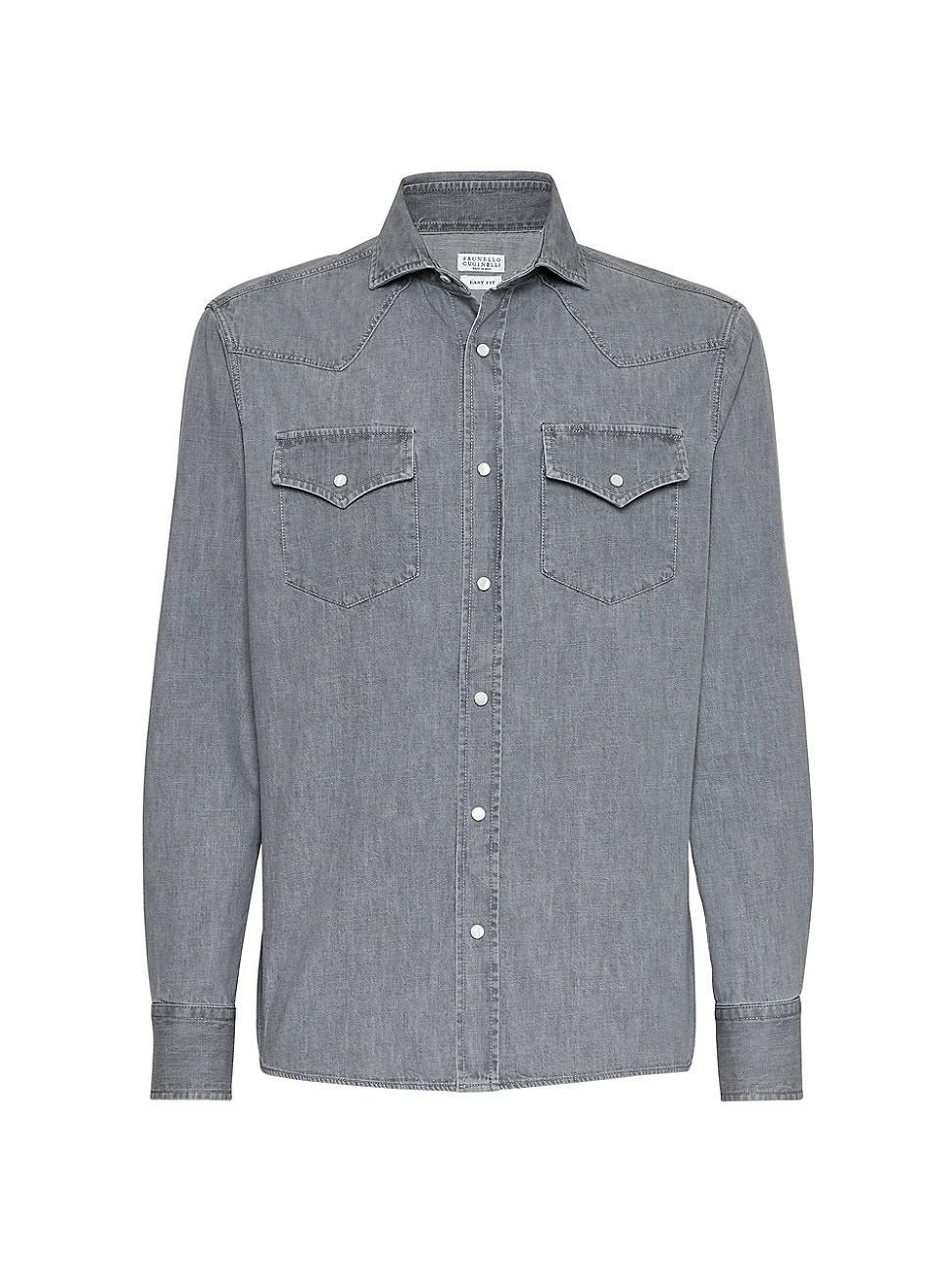 Mens Lightweight Denim Easy Fit Western Shirt Product Image