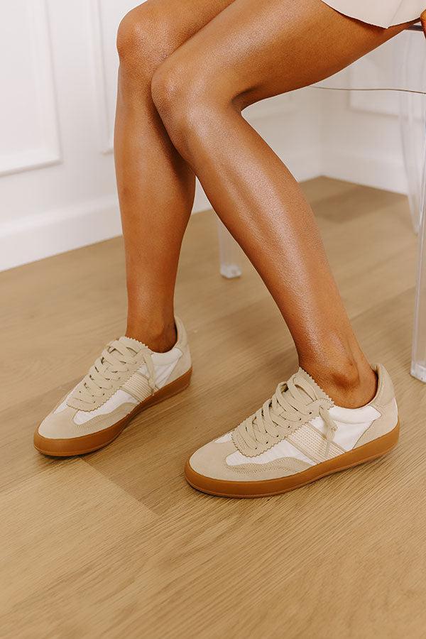 The Zoey Faux Suede Sneaker in Stone Product Image