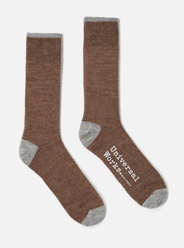 Universal Works Alpaca Sock In Brown Alpaca Wool Product Image