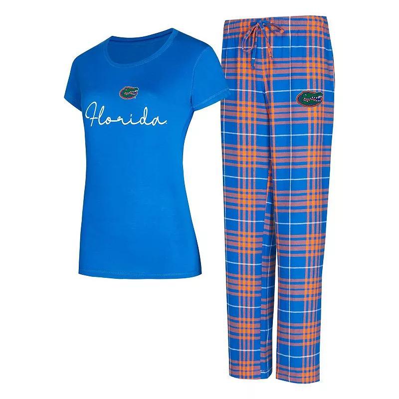 Womens Concepts Sport Royal Florida Gators Vector T-Shirt & Flannel Pants Sleep Set Product Image