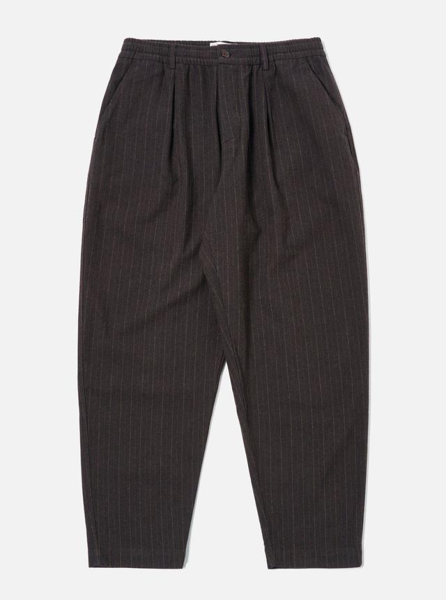 Universal Works Pleated Track Pant in Brown Italian Pinstripe Product Image