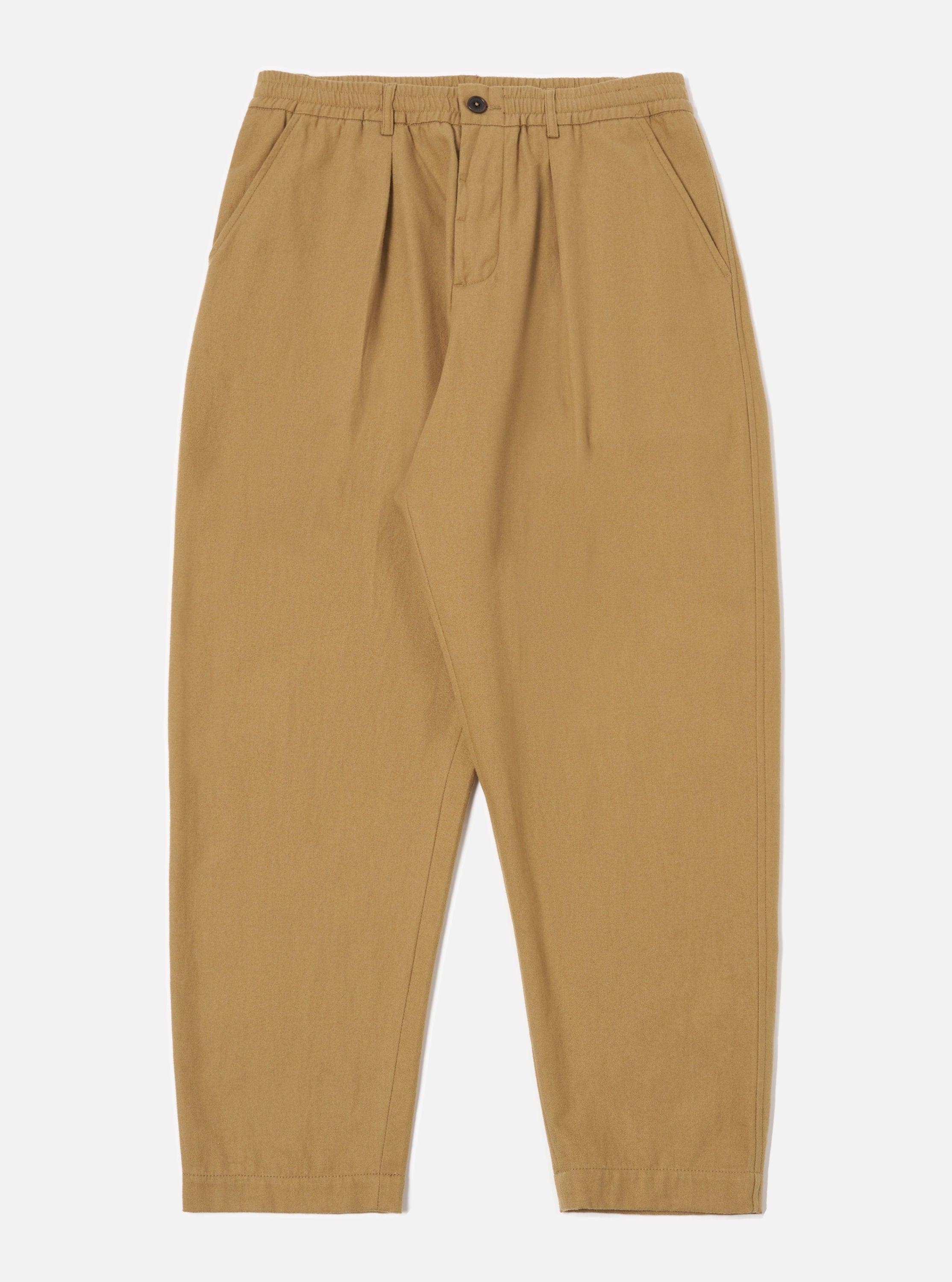 Universal Works Pleated Track Pant in Sand Brushed Moleskin Product Image