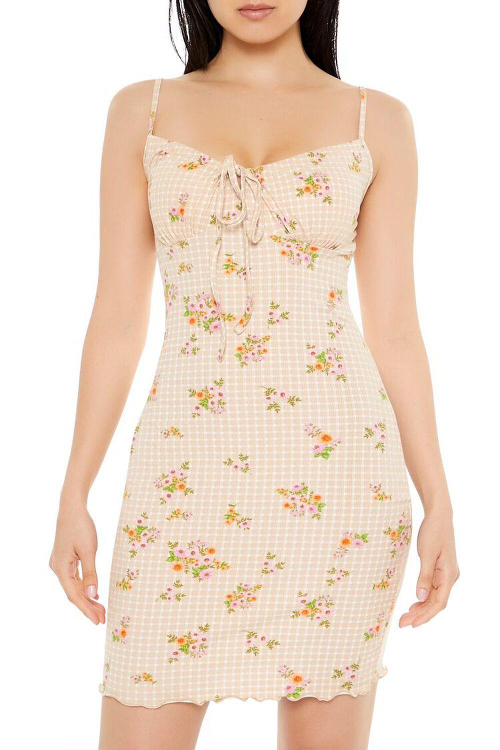 Floral Print Tie-Front Mini Dress | Forever 21 Product Image