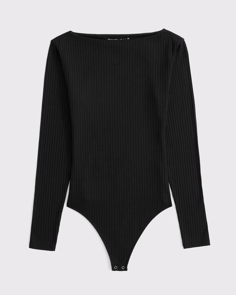 Long-Sleeve Wide Rib Slash Bodysuit Product Image