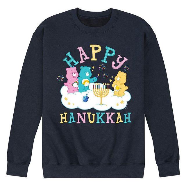 Mens Care Bears Happy Hanukkah Fleece Sweatshirt Blue Product Image