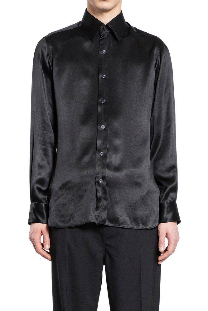 Charmeuse Flim Fit Shirt In Black Product Image