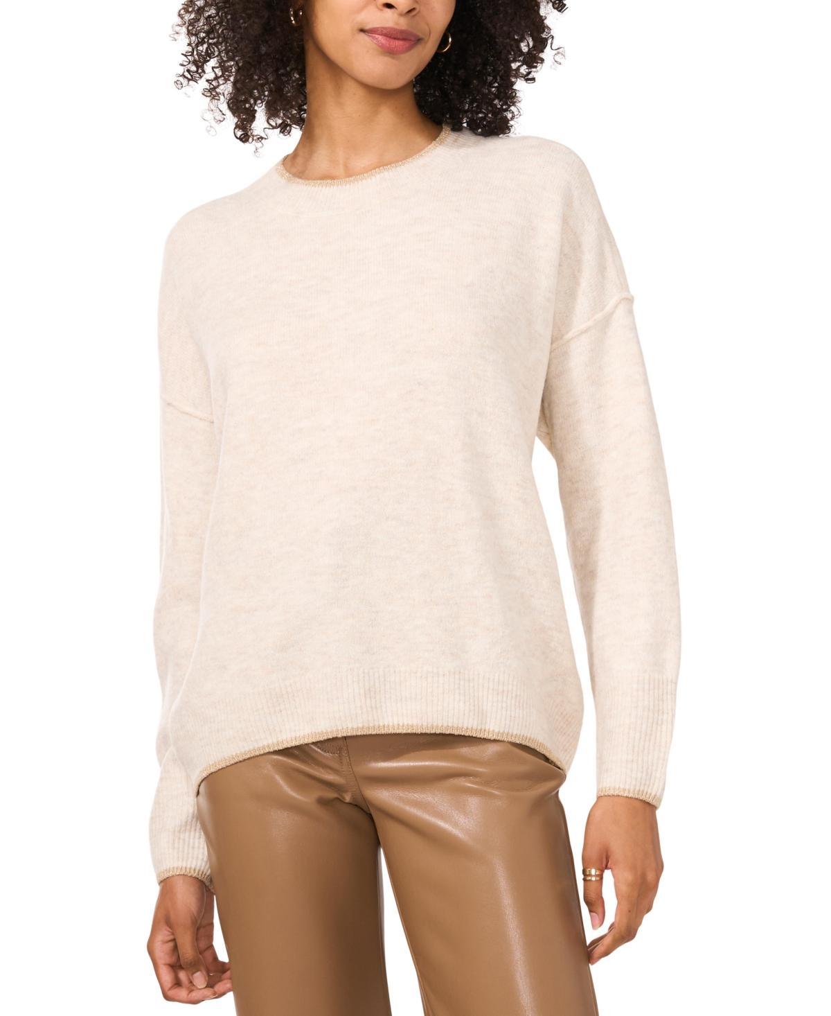 Vince Camuto Womens Metallic-Trim Crewneck Sweater Product Image