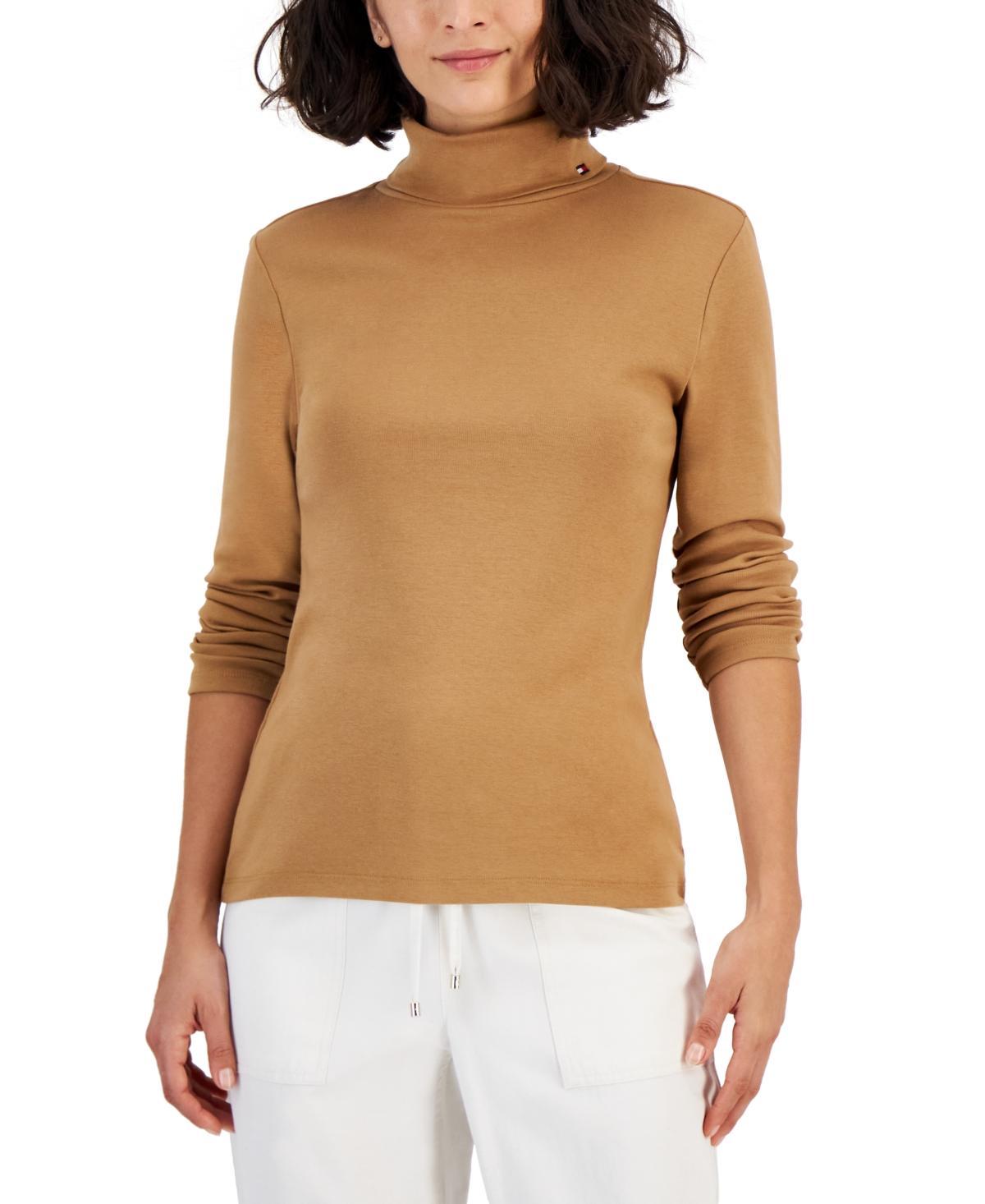 Tommy Hilfiger Womens Long Sleeve Cotton Turtleneck Top Product Image