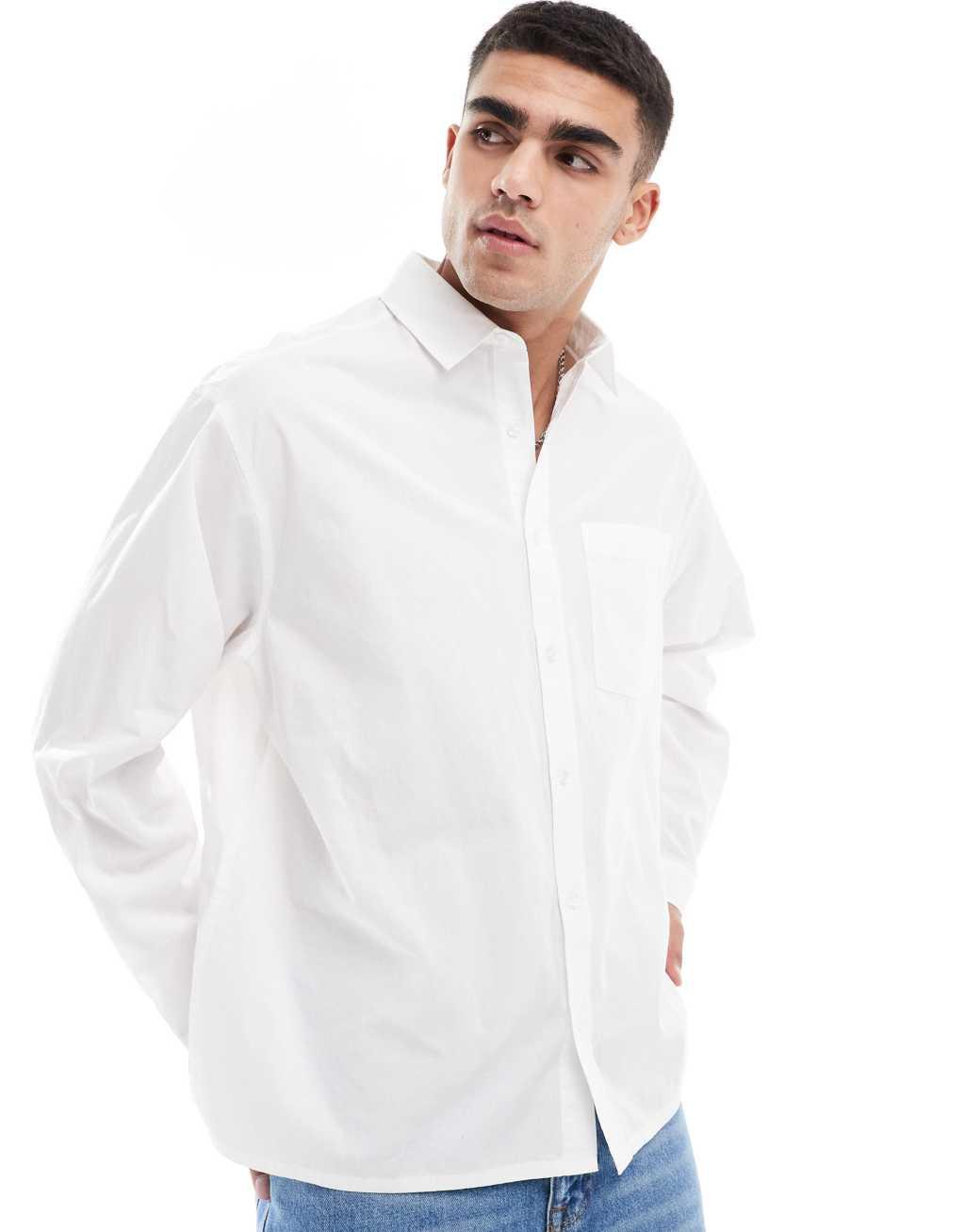 ASOS DESIGN oversized poplin shirt in white Product Image