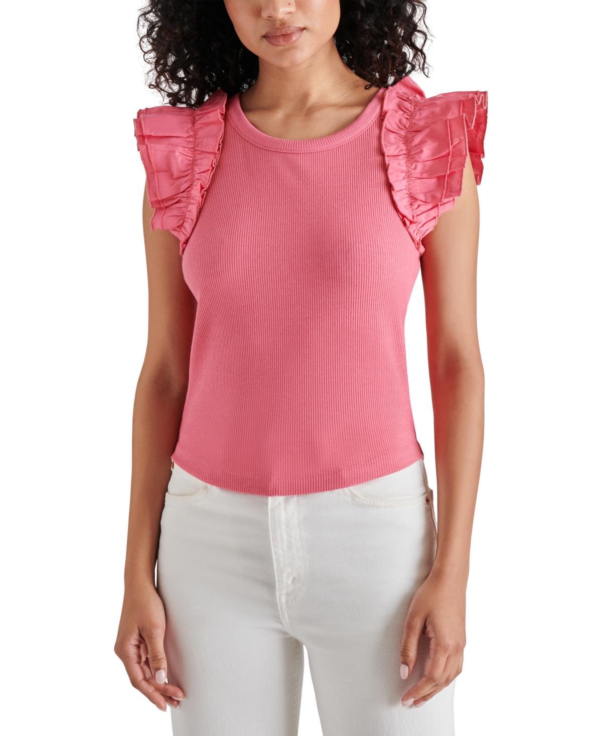 Steve Madden Womens Adela Ruffle-Trim Top Product Image