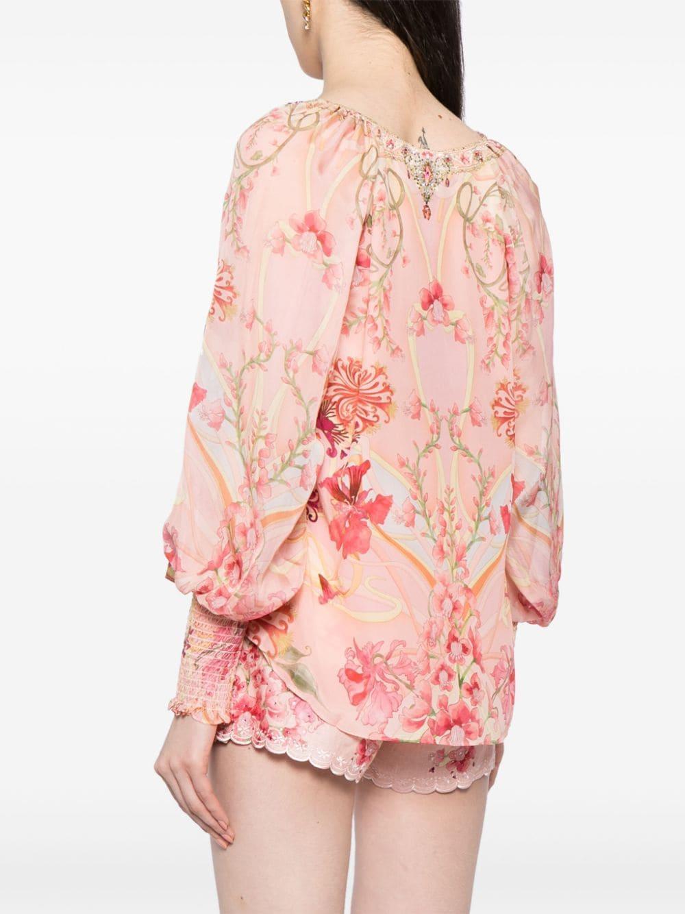 floral-print chiffon blouse Product Image