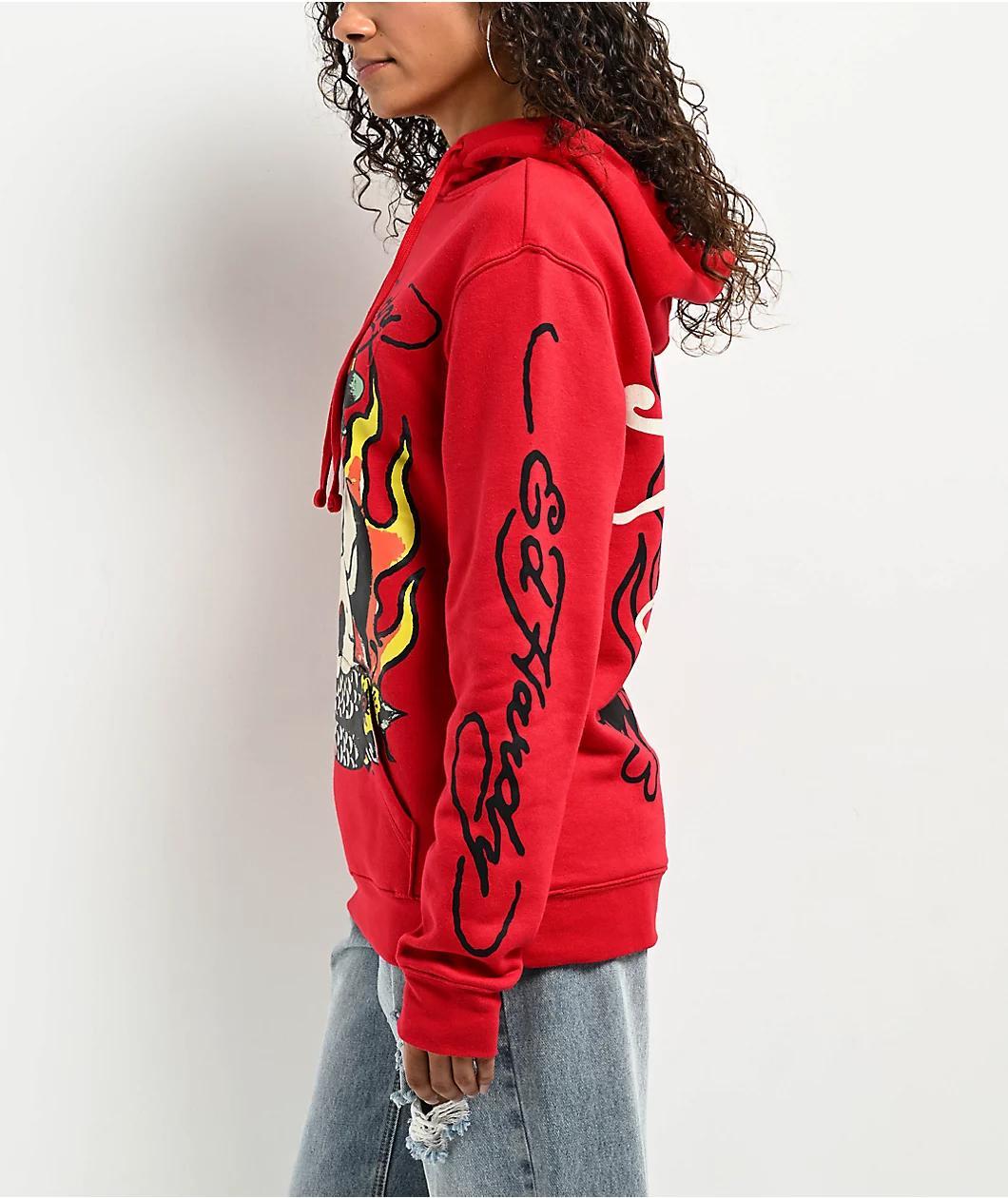 Ed Hardy Flame Cobra Red Hoodie Product Image