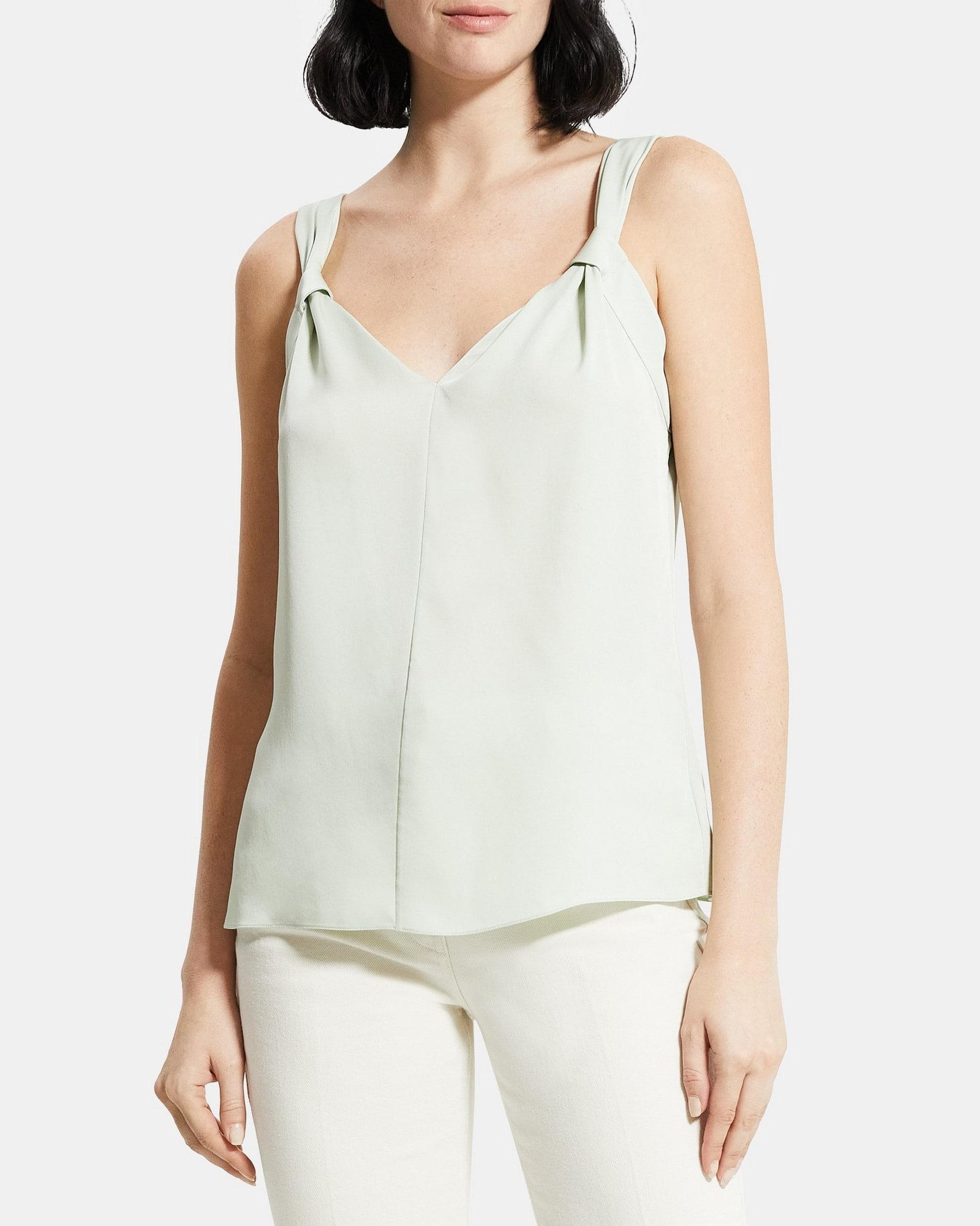 Sleeveless V-Neck Top in Silk Georgette Product Image