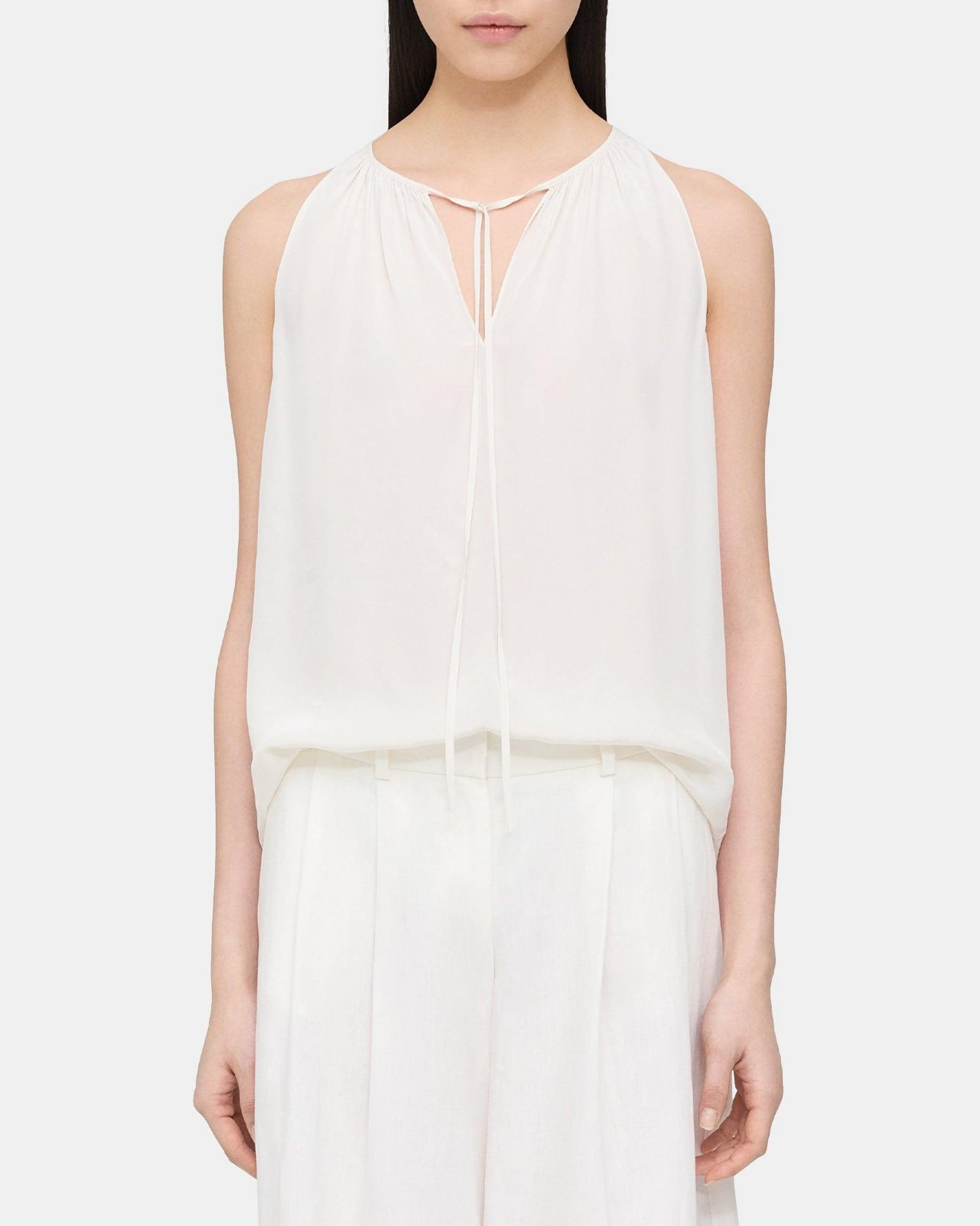 Sleeveless Tie-Neck Top in Viscose Product Image