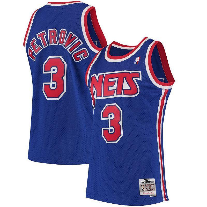 Mens Mitchell & Ness Drazen Petrovic Royal New Jersey Nets Hardwood Classics Swingman Jersey Product Image