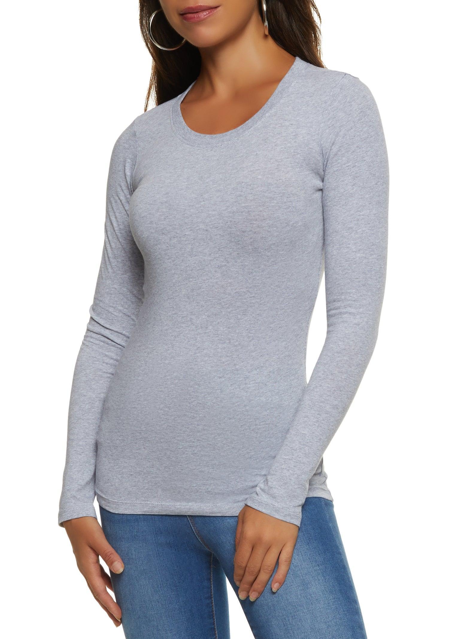 Womens Basic Crew Neck Long Sleeve Tee Product Image