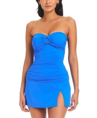 Bleu By Rod Beattie Womens Draped Bandini Top High Waist Swim Skirt Product Image