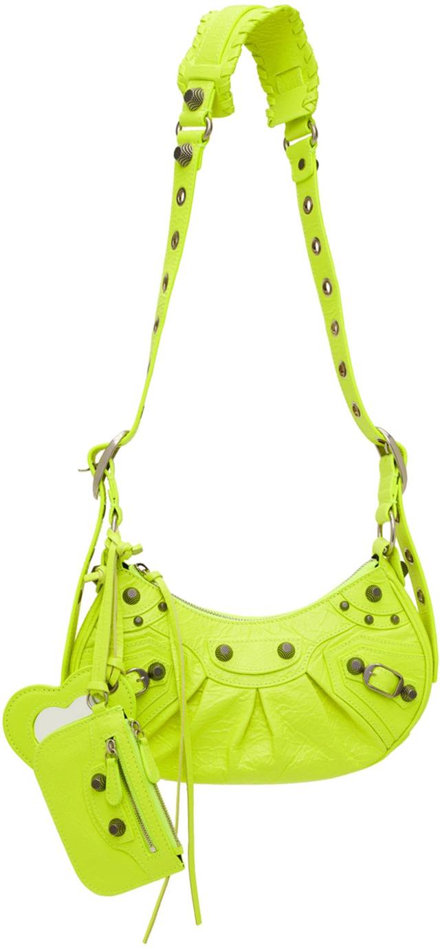 Yellow Le Cagole Xs Leather Shoulder Bag Product Image